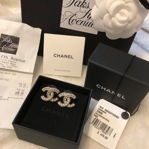 Authentic Chanel CC golden Chrystal earrings